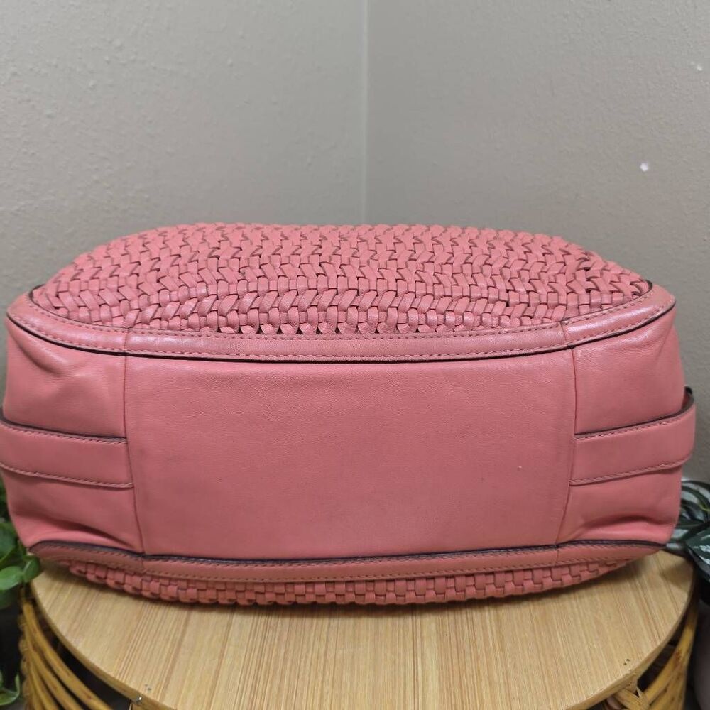 Coach Madison Maggie Woven Leather Shoulder Bag Salmon Pink F23385 Leather - Picture 11 of 16